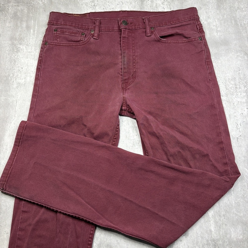 Levi's 513 Jeans Mens 34x34 Slim Straight Fit Twill Maroon Red Relaxed Work USA